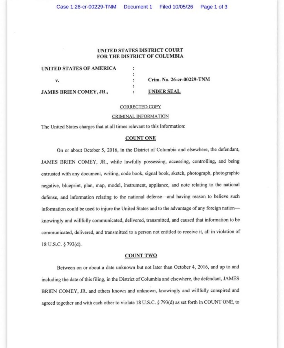 James Comey charged over 2016 leak (photo 2 of 2)