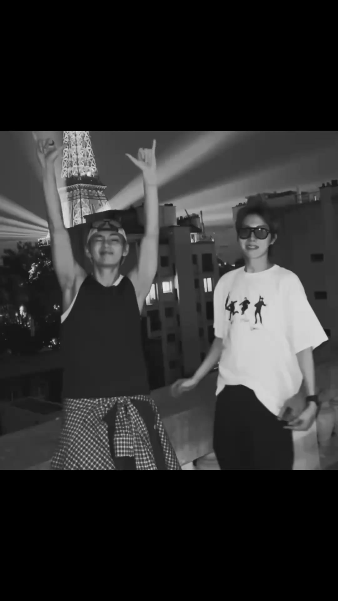 V and Jimin Paris rooftop Eiffel Tower