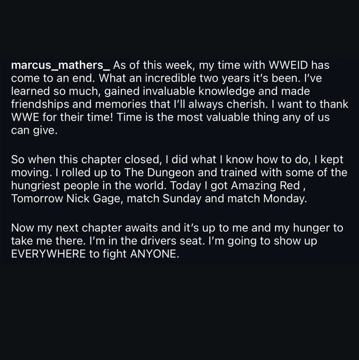 Marcus Mathers leaves WWE ID (photo 2 of 2)