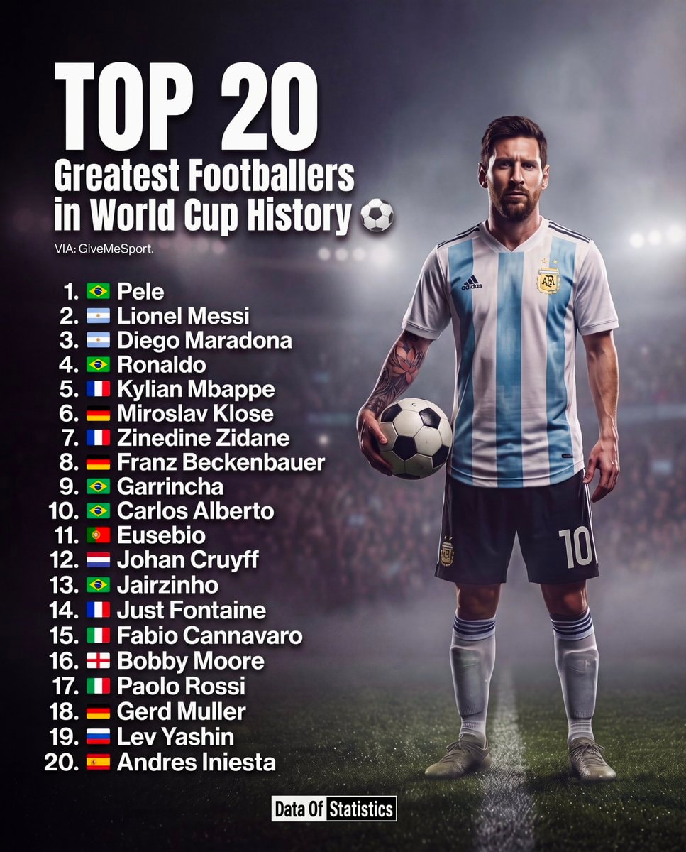 Top 20 Greatest Footballers in World Cup History