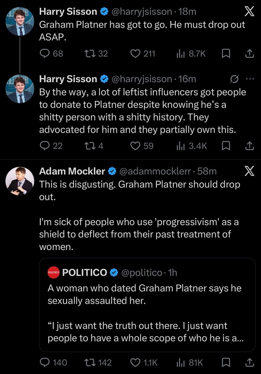 Adam Mockler Harry Sisson Graham Platner drop out