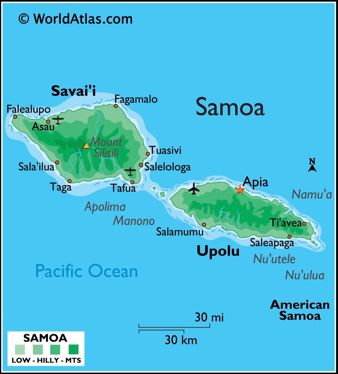 Samoa map and facts