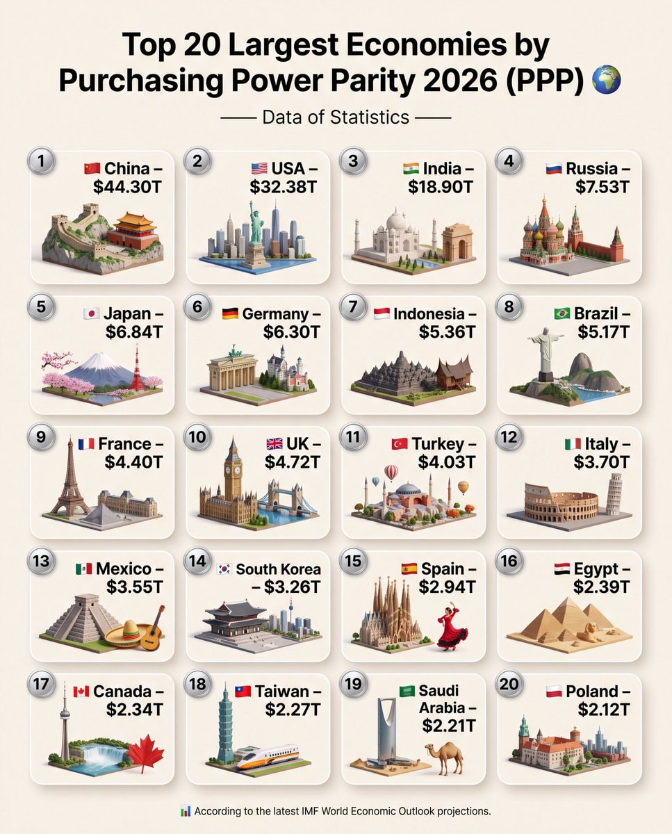 Top 20 Largest Economies by PPP 2026
