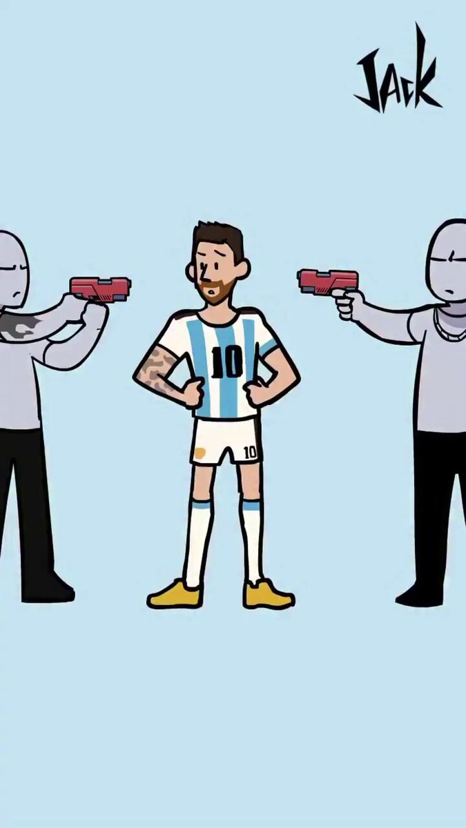 Messi cartoon with guns