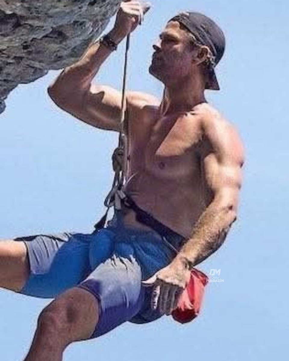 Thor shirtless rock climbing (photo 2 of 2)