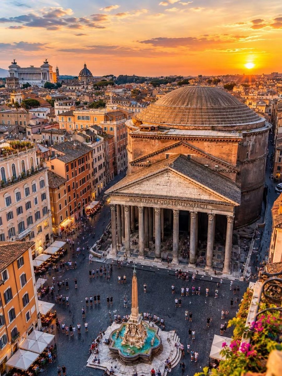 Pantheon in Rome sunset