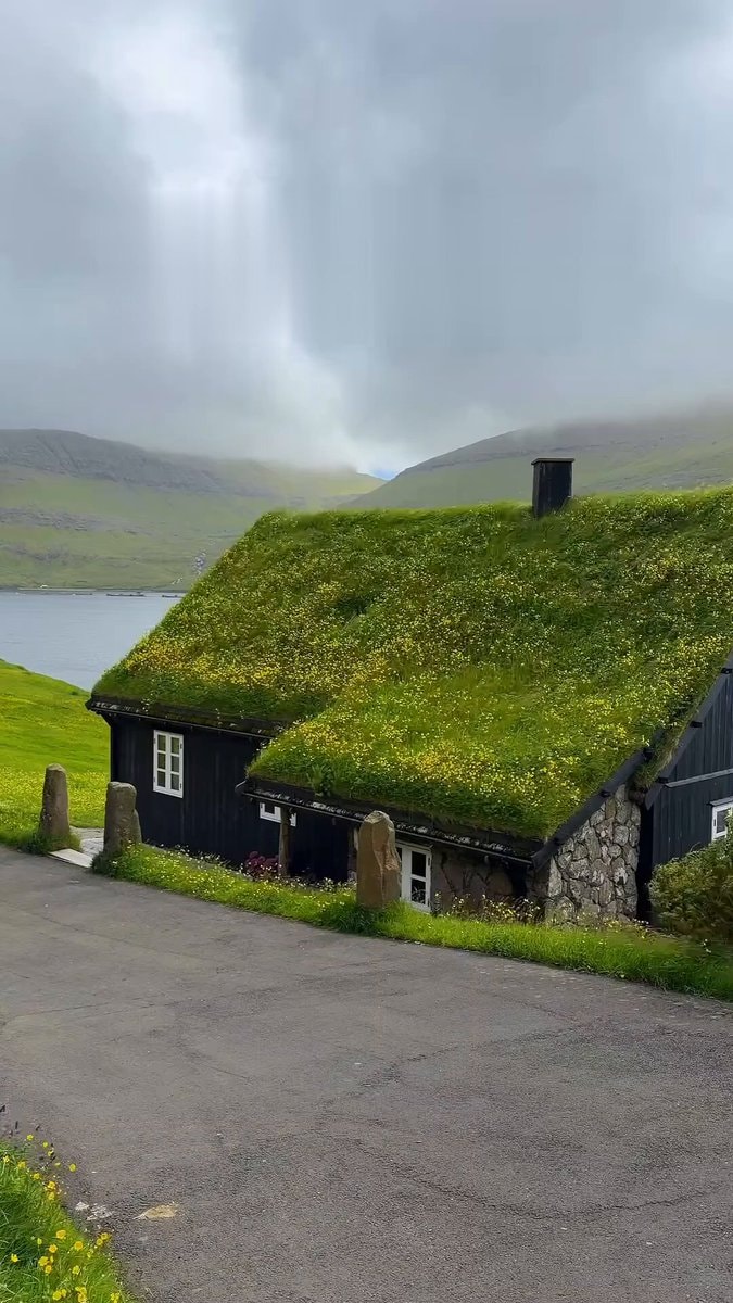 Faroe Islands grass roof house