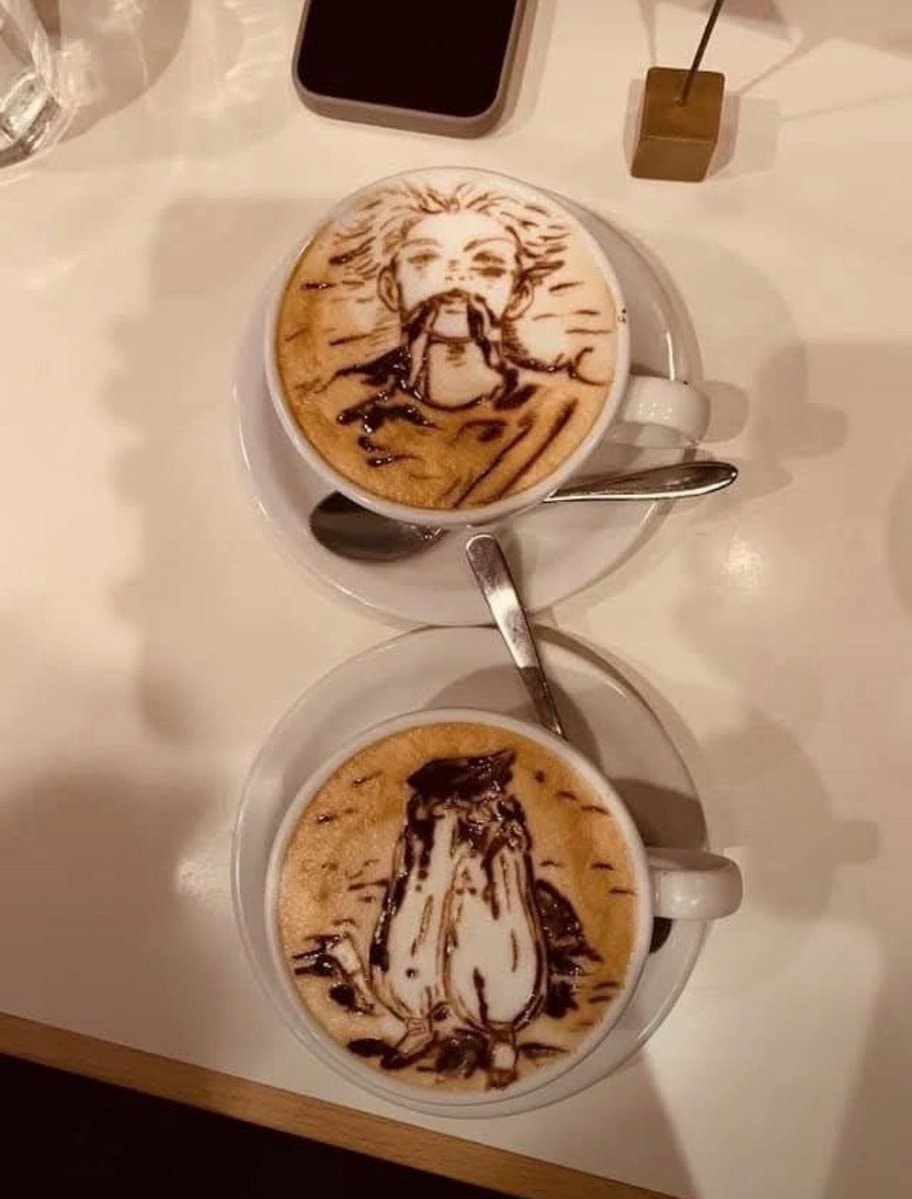 Latte art portraits and penguins
