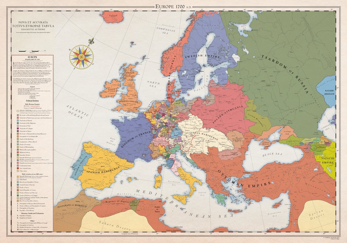Europe map 1700