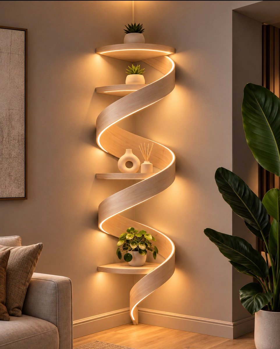 spiral corner shelf unit