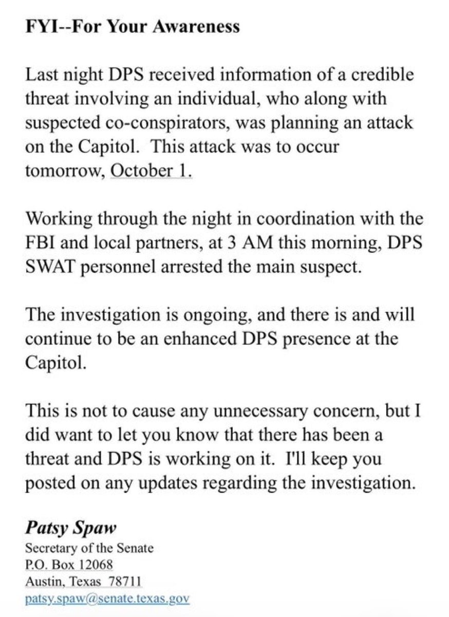 Texas DPS arrest Texas Capitol threat