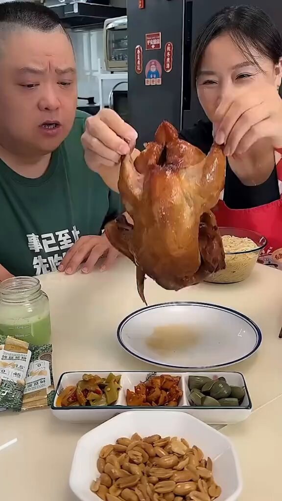 Roasted chicken scene with Chinese text Roasted chicken scene with Chinese text
