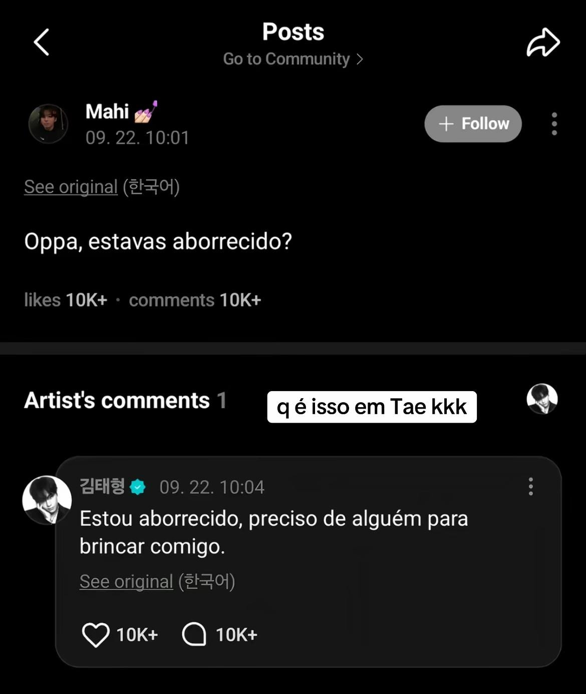BTS Taehyung viral post