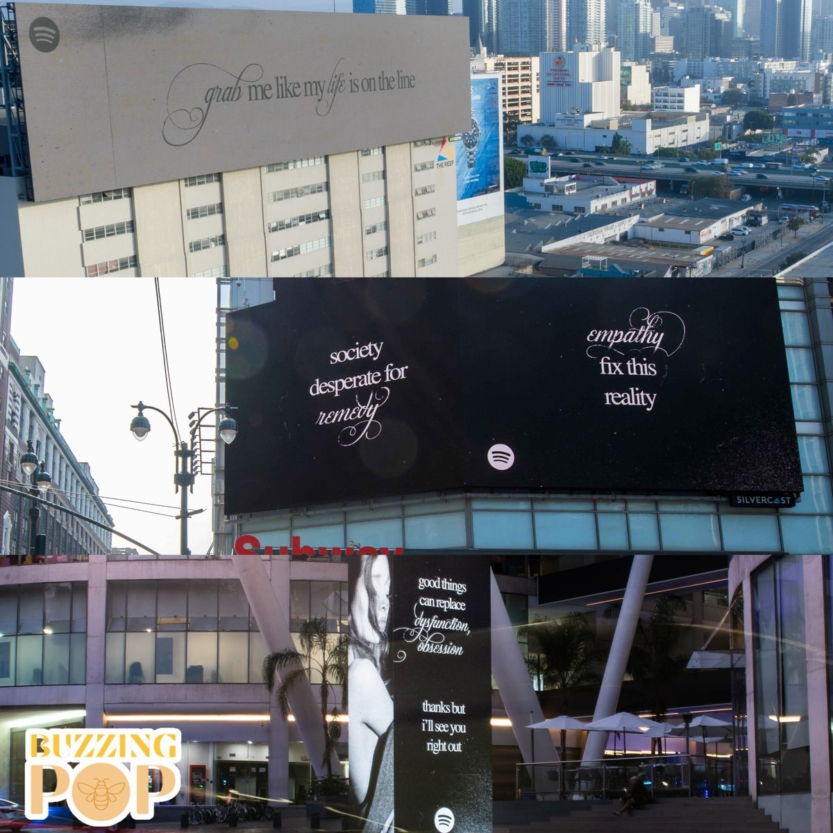 Ariana Grande petal billboards New York Mexico LA