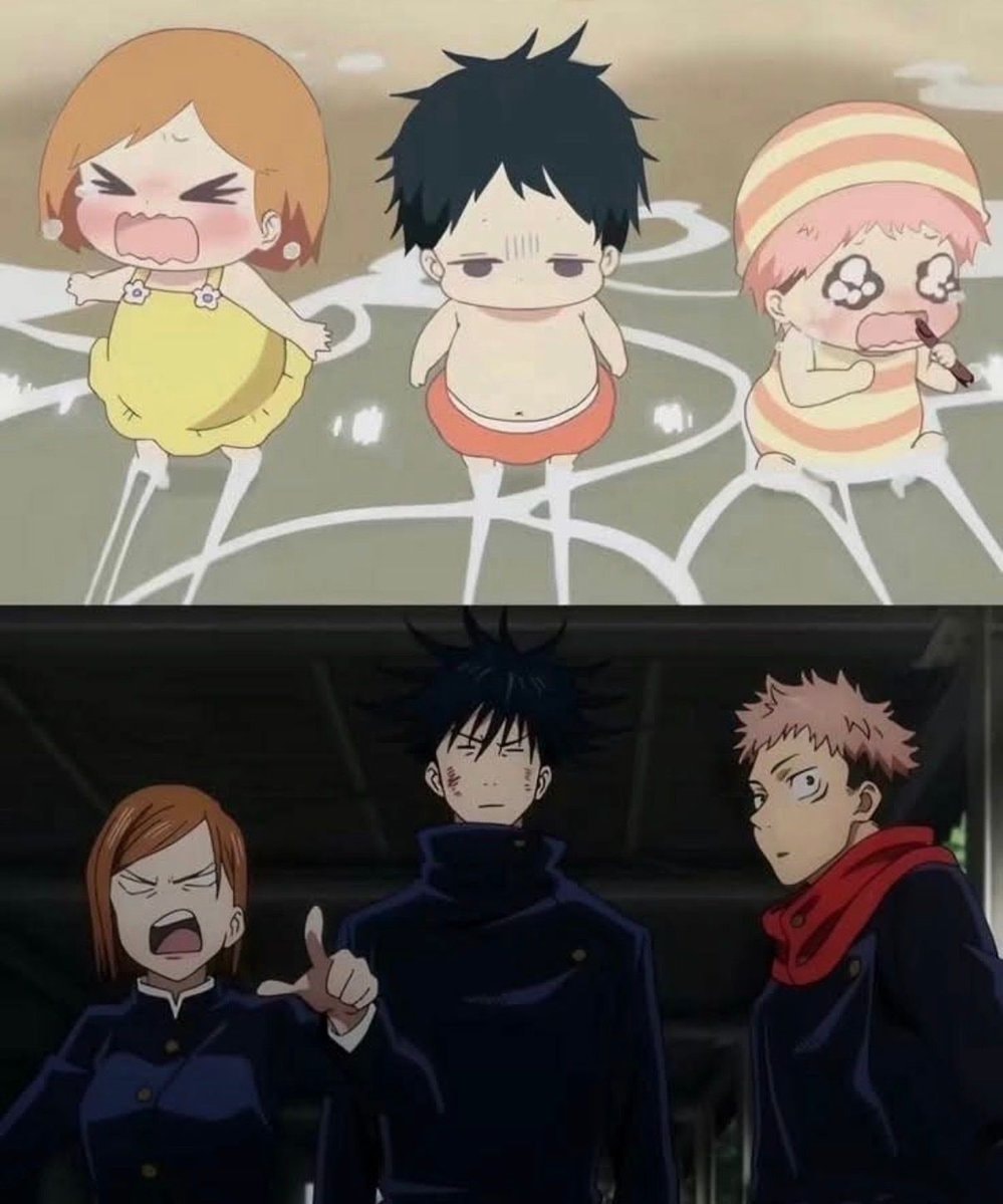 Anime characters split panel reaction
