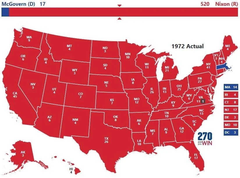 1972 US presidential election map