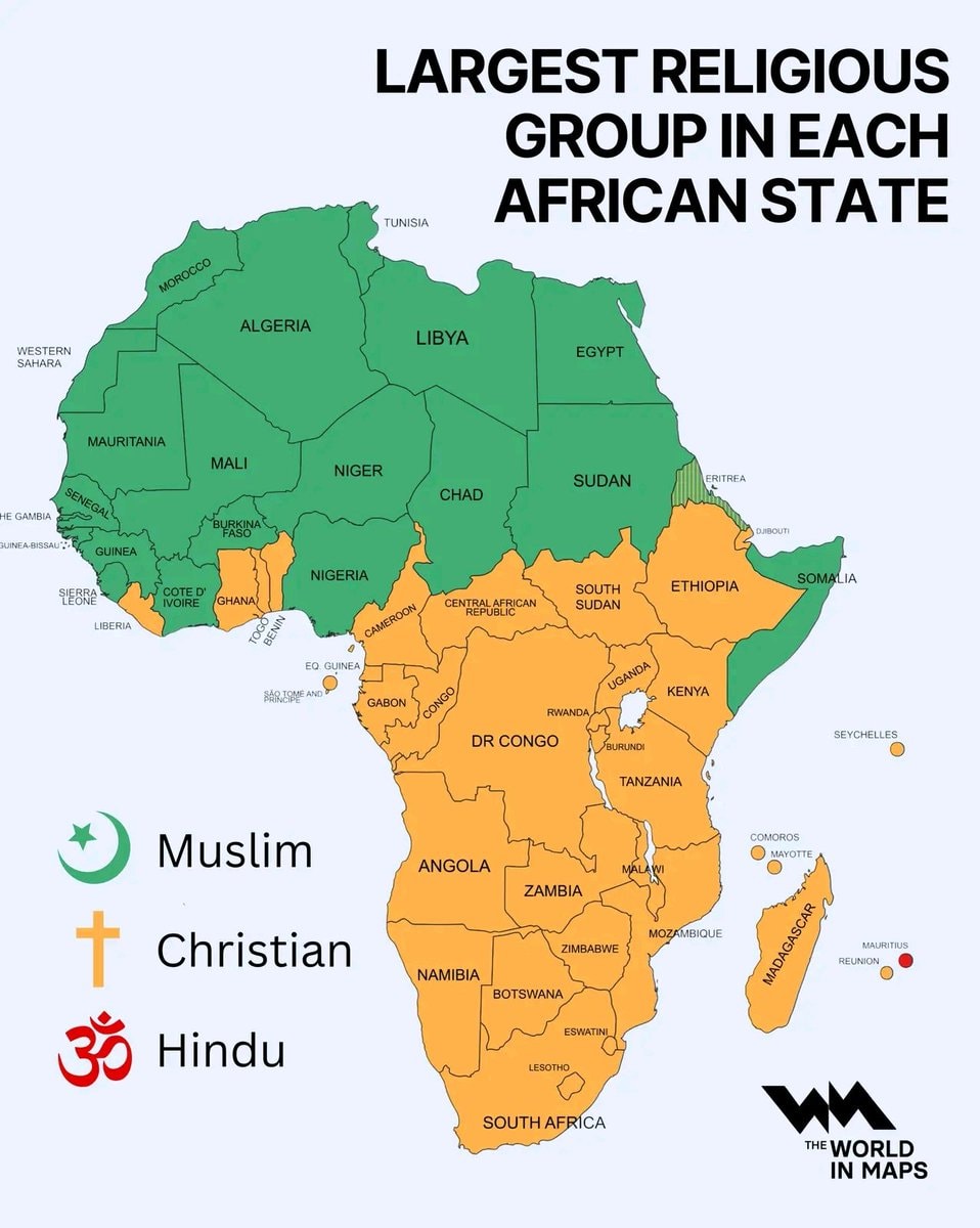Largest Religion Group in Each African State Largest Religion Group in Each African State