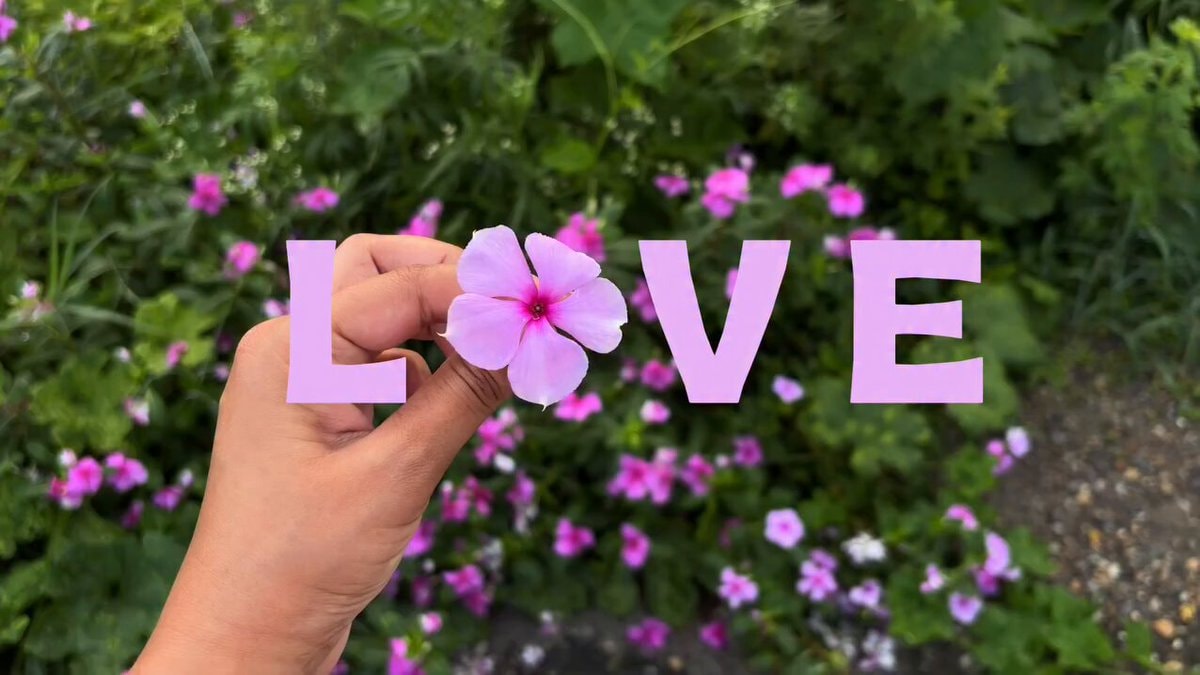 LOVE text with pink flower
