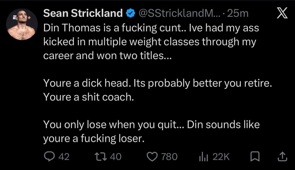 Sean Strickland attacks Din Thomas