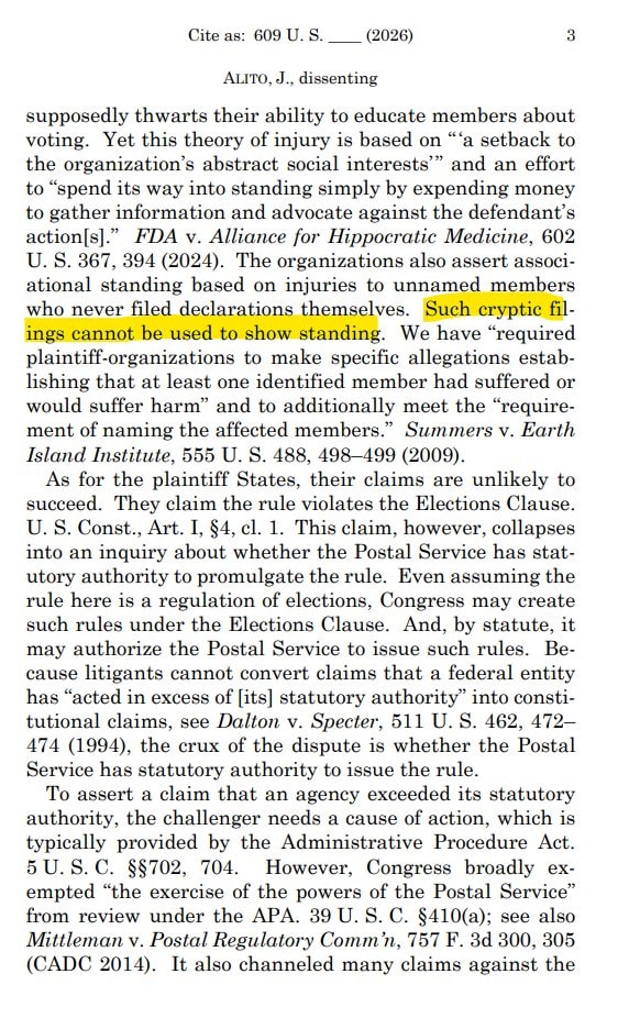 Sam Alito dissent on Trump USPS ruling (photo 2 of 3)