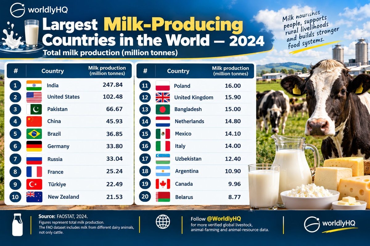 Largest Milk-Producing Countries in the World 2024