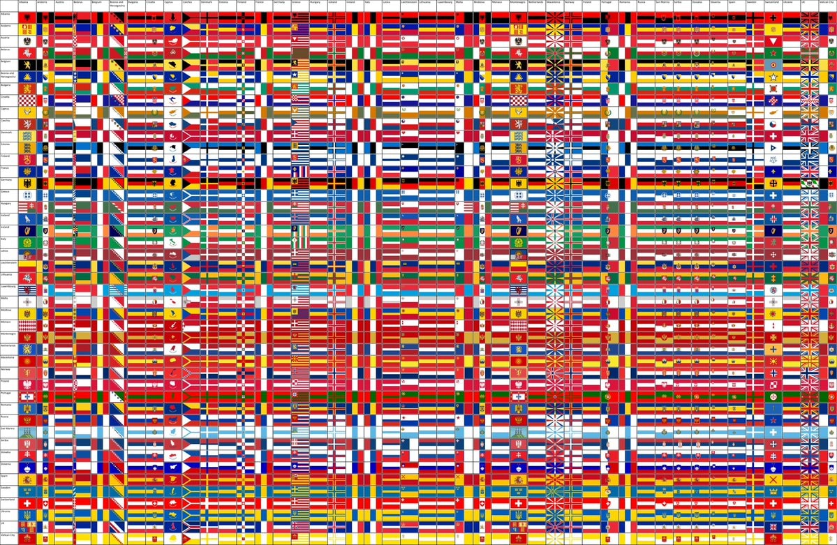 European flags in other styles