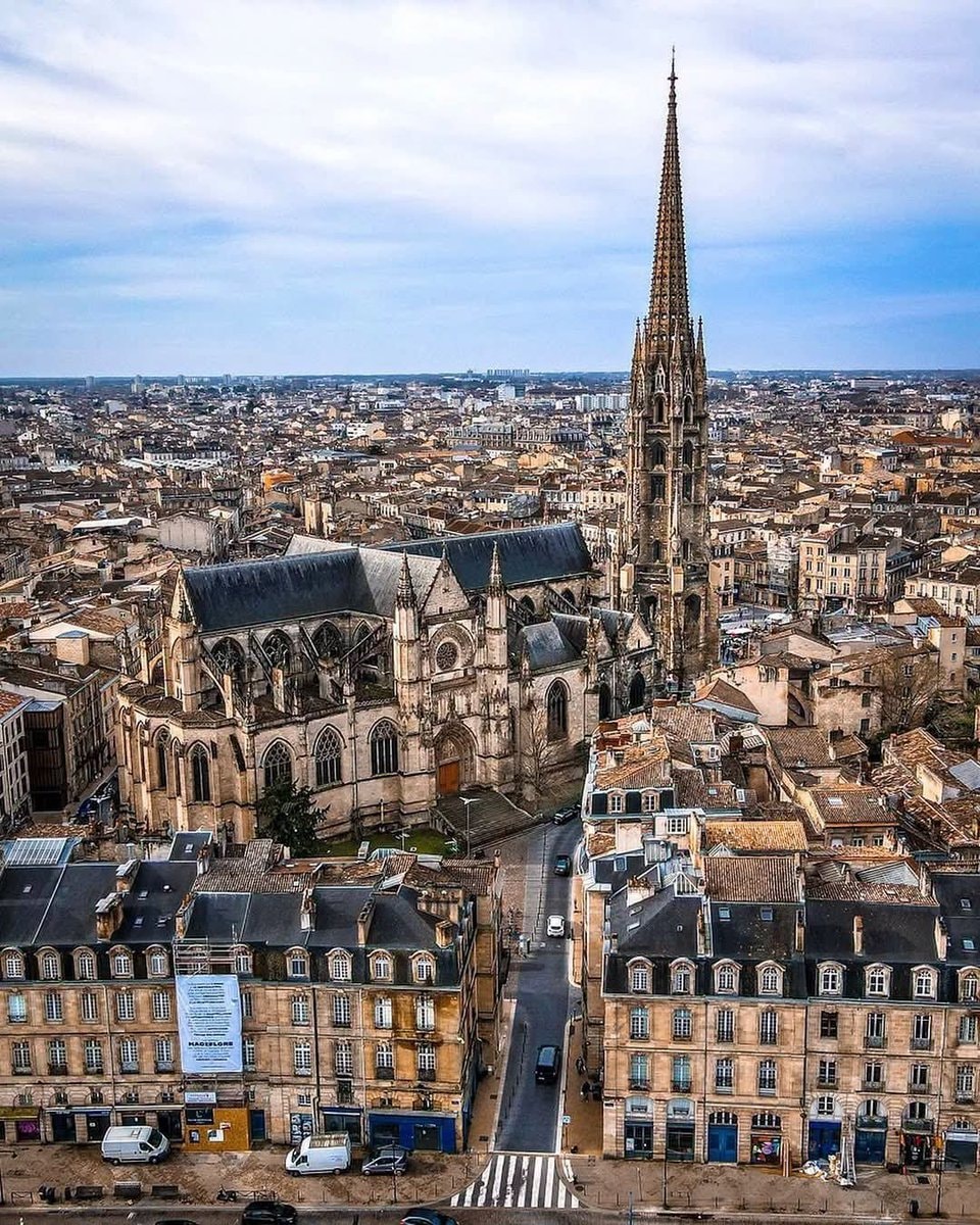 Bordeaux skyline with cathedral spire Bordeaux skyline with cathedral spire