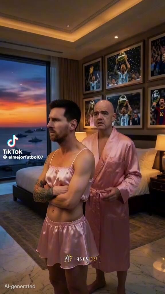 Lionel Messi AI-generated pink outfit video 😭