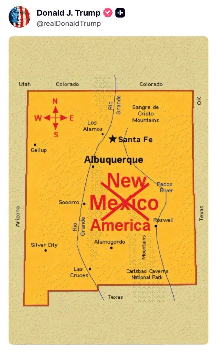 New Mexico map renamed America