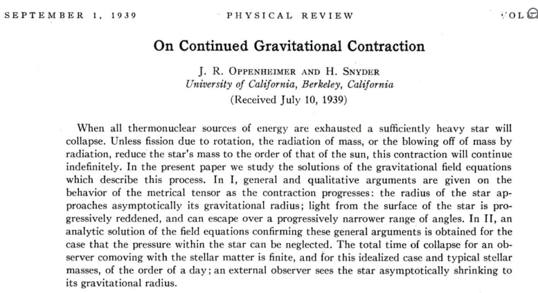 On Continued Gravitational Contraction On Continued Gravitational Contraction