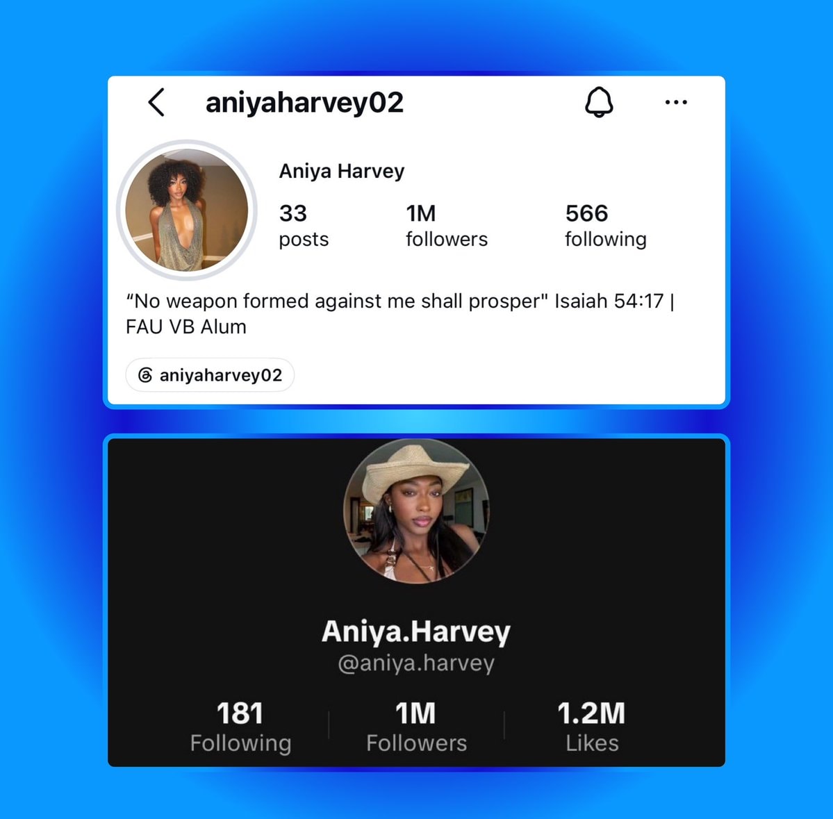 Aniya Harvey 1M followers Instagram TikTok (photo 1 of 2)