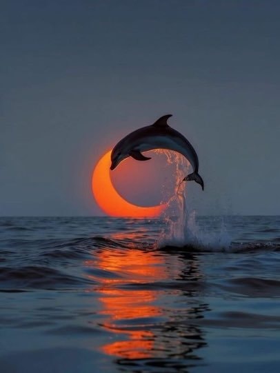 Dolphin leap at sunset