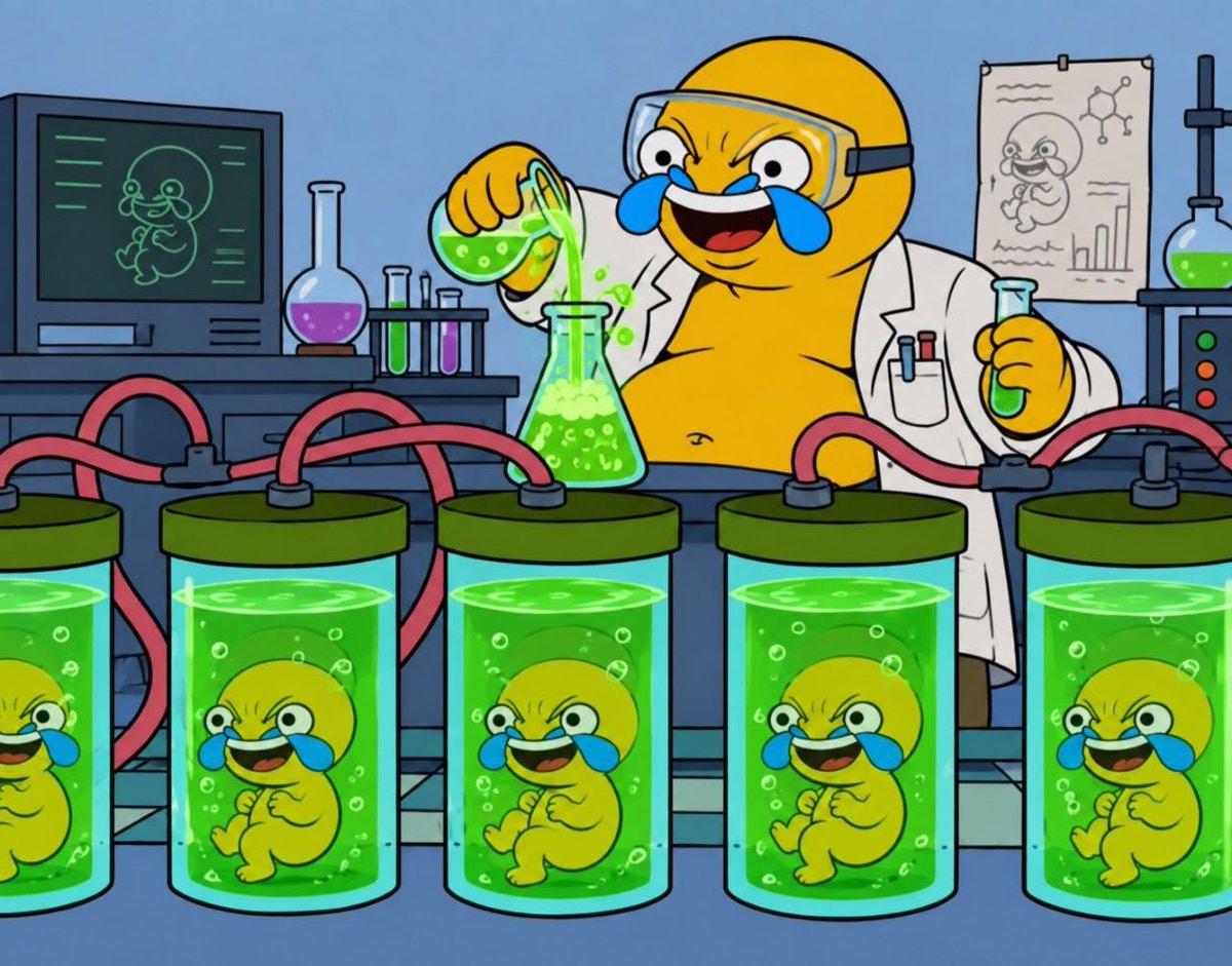 mad scientist pouring green liquid