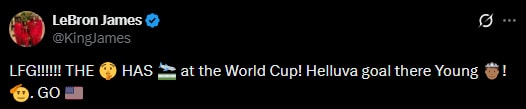 LeBron James USA World Cup reaction