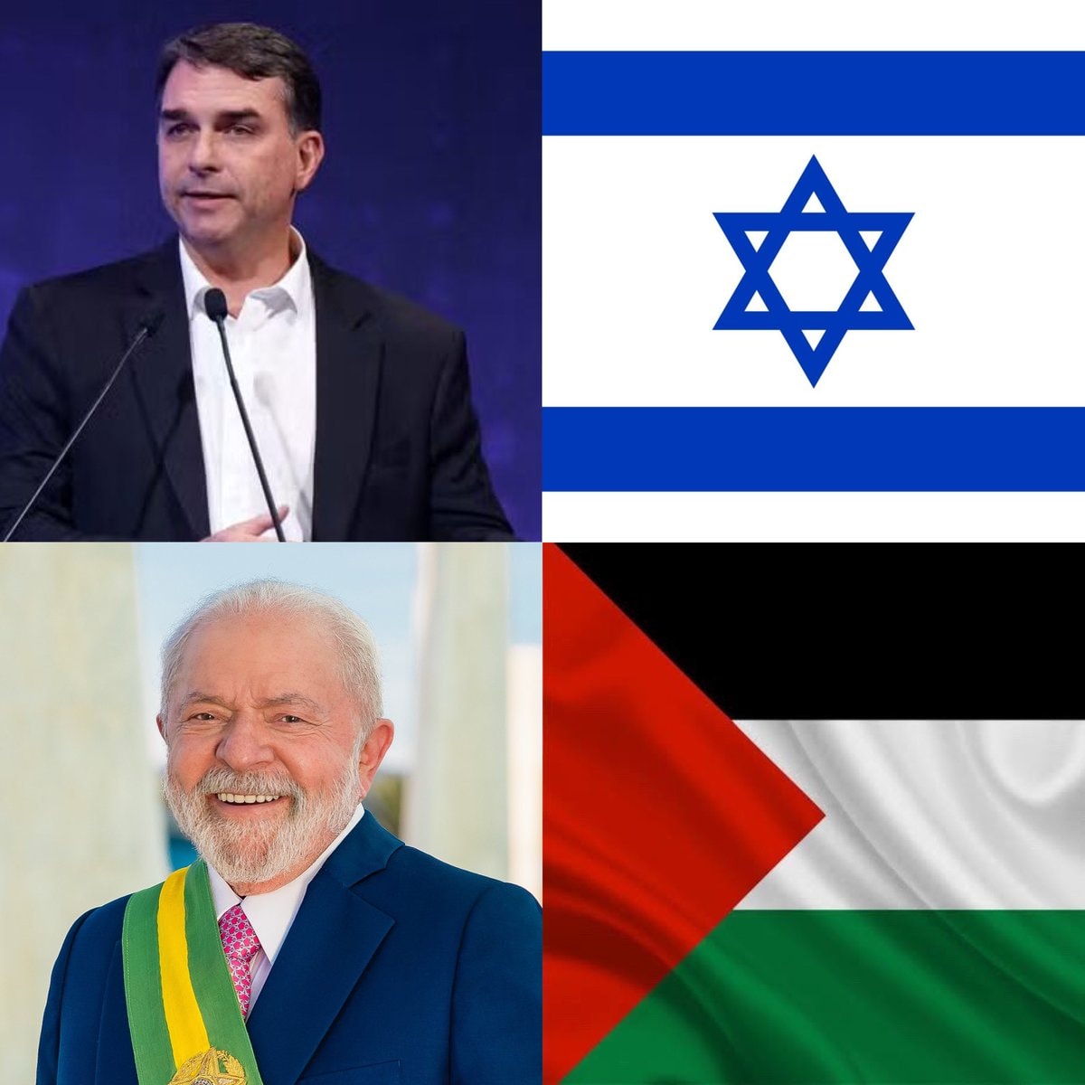 Lula e Flávio Bolsonaro: votos em Palestine e Israel