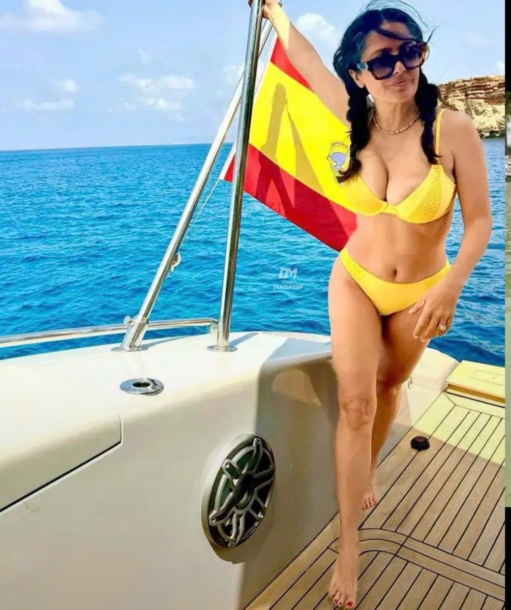 Salma Hayek on a boat