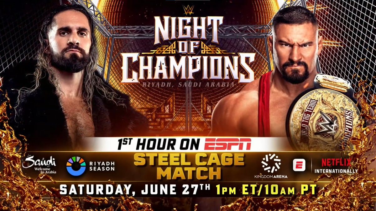 Seth Rollins vs Bron Breakker steel cage WWE Night of Champions