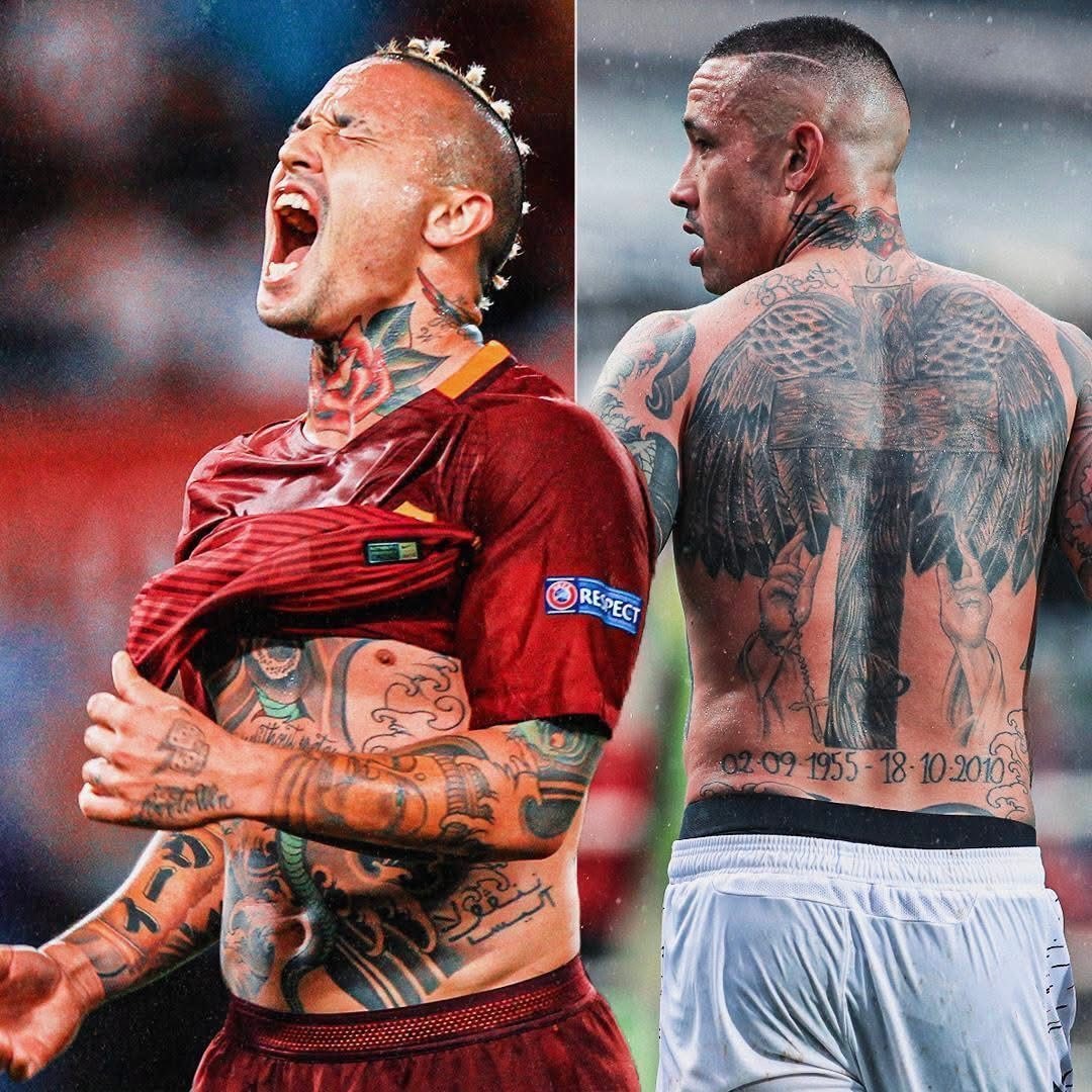 Radja Nainggolan wings tattoo tribute