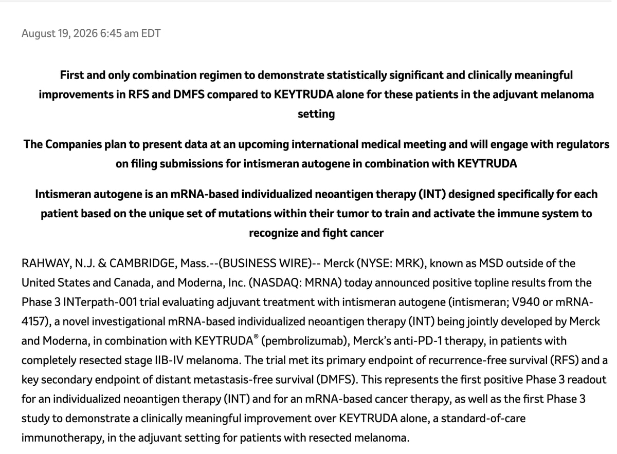 AI melanoma vaccine Phase 3 results