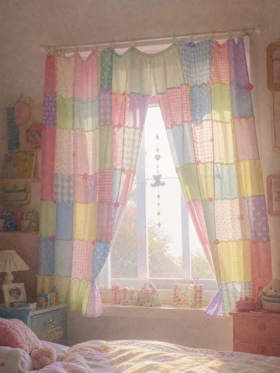 cozy bedroom with star curtains (photo 3 of 4)