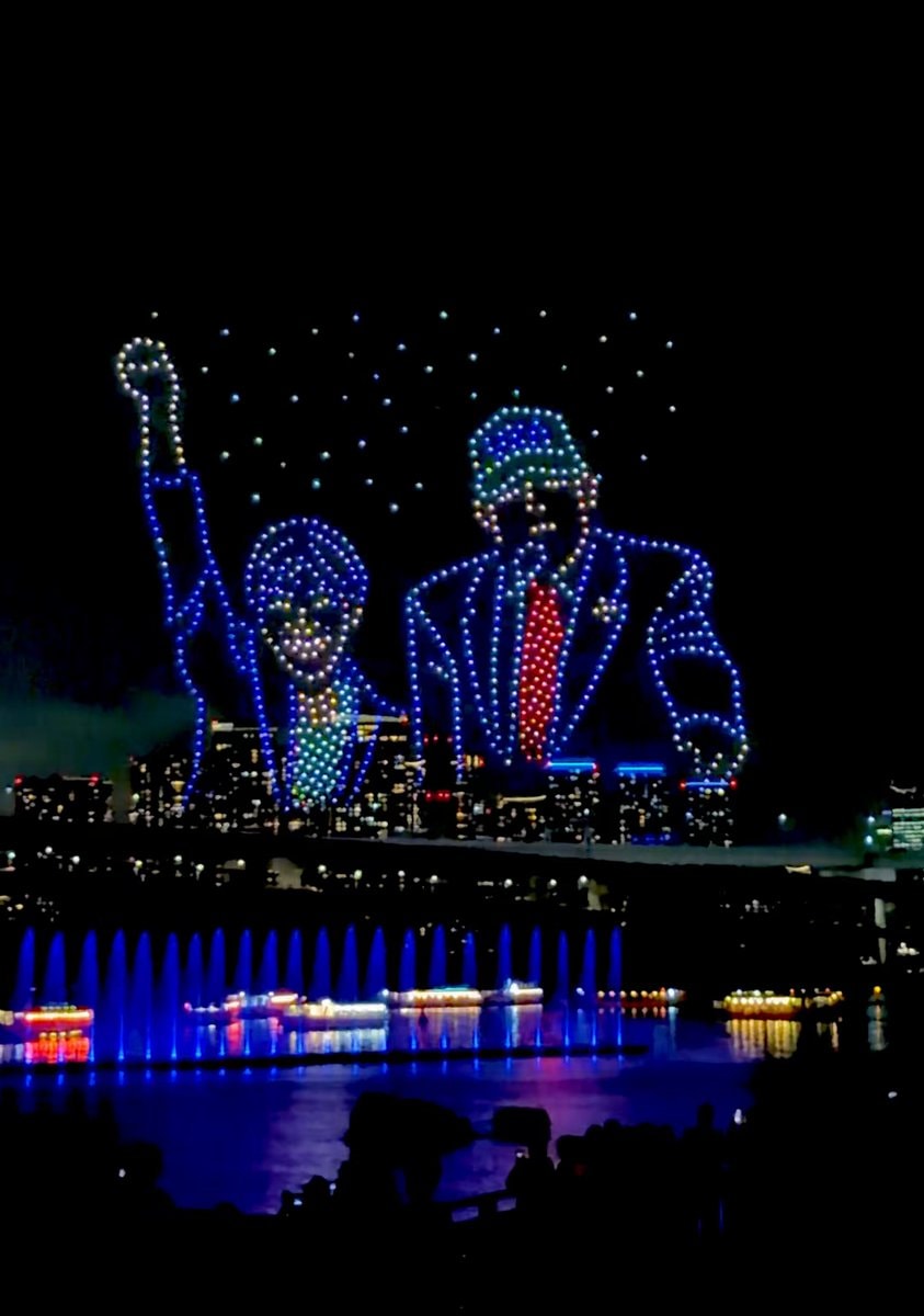 Japan drone show Donald Trump 250th anniversary