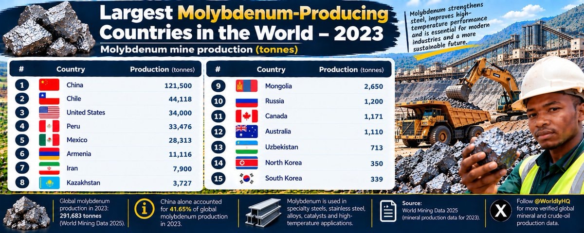Largest Molybdenum Producing Countries 2023