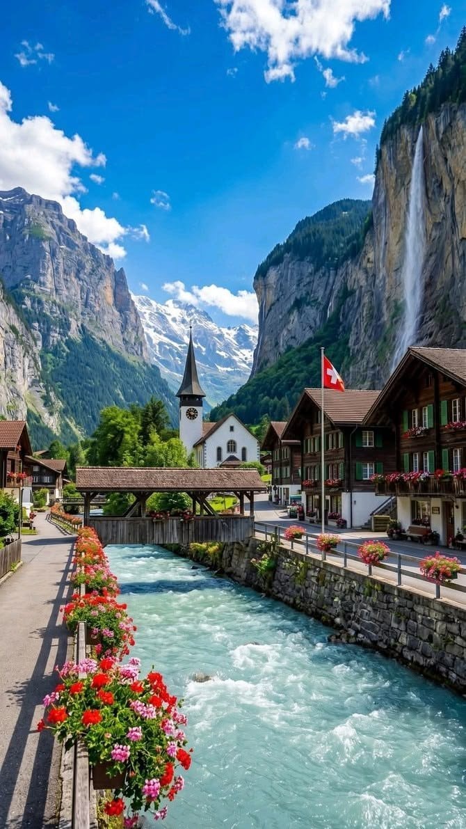 Switzerland village valley view