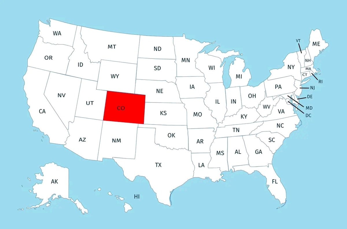 US states above 1000 meters