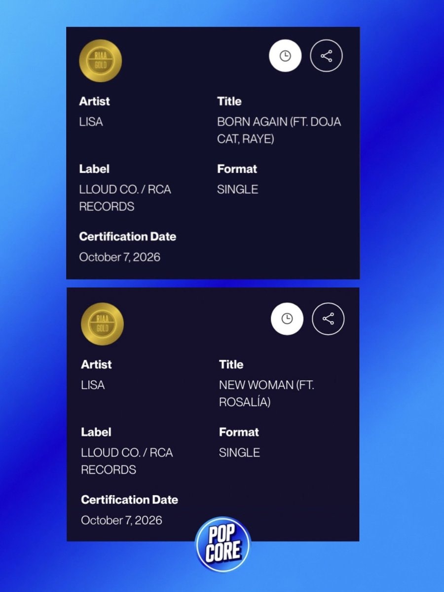 LISA four RIAA Gold-certified singles (photo 2 of 2)