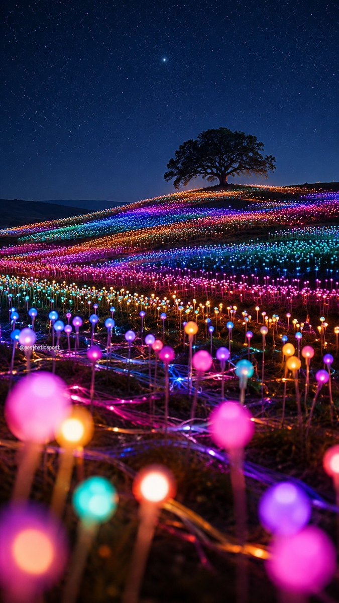 lights on hill at night