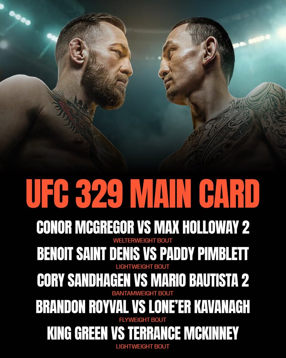 Conor McGregor vs Max Holloway 2 UFC 329