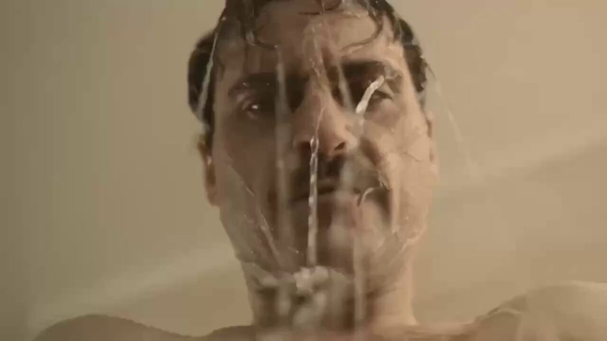 man face water intense