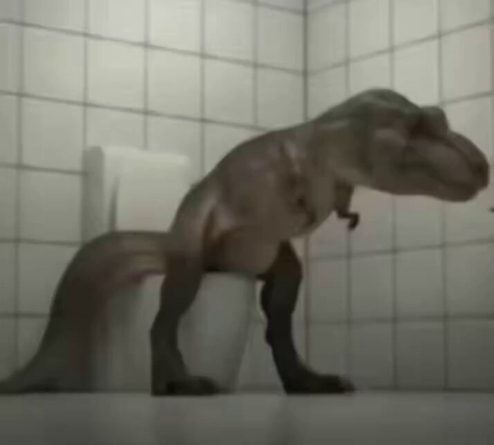 dinosaur on toilet