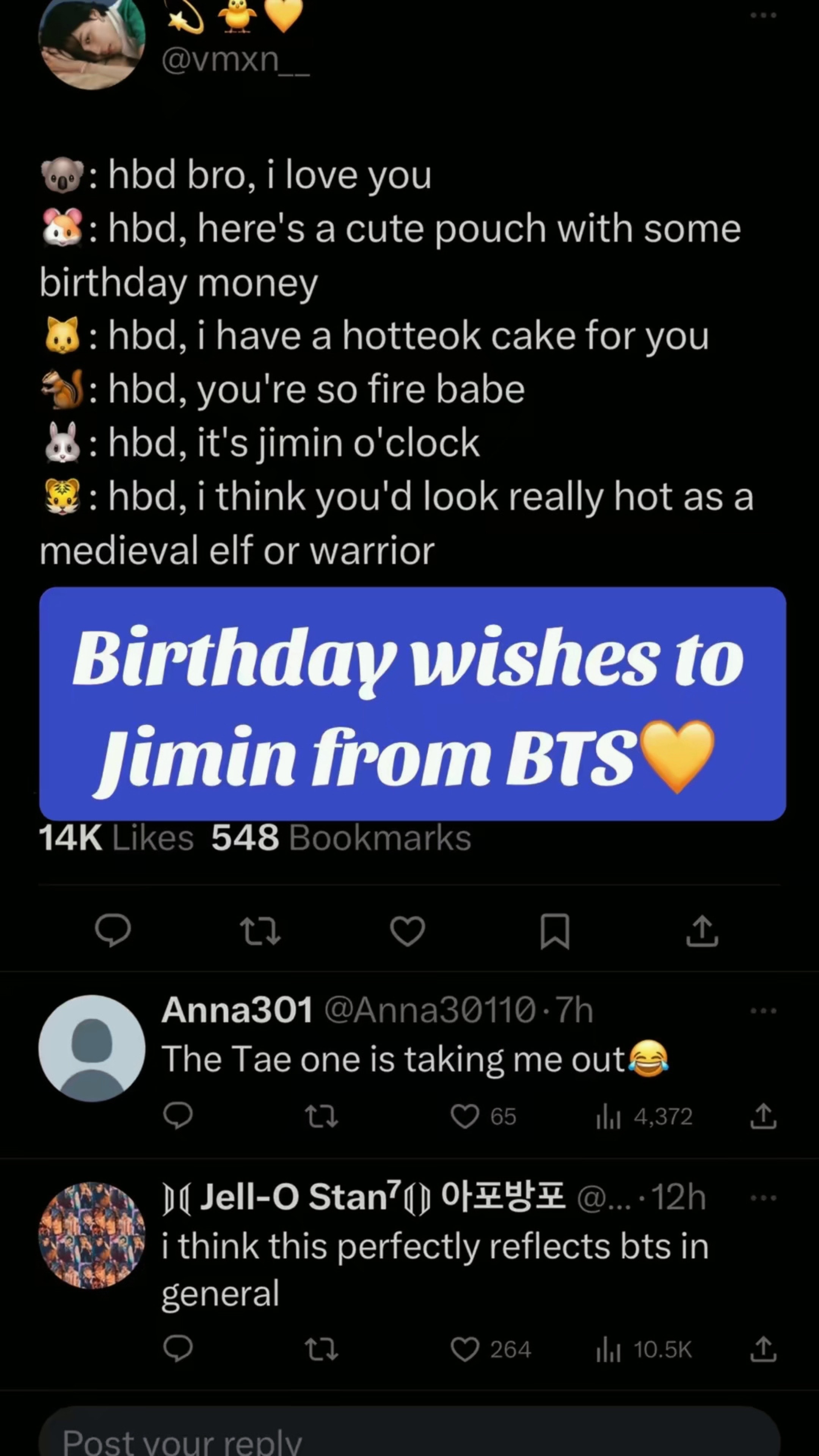 BTS birthday wishes for Jimin 2023